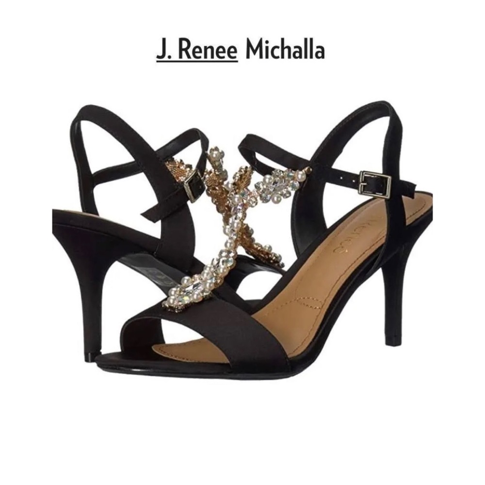 Women’s size 7.5 black J.Reneé jeweled heel